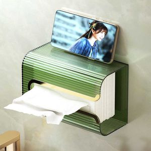 Tissue Boxes Napkins Nordic Plastic Tissue Box Adhesive Napkin Holder Wall Mounted Dispenser Rack Home Spacesaving Shelf boite a mouchoir murale Z0505