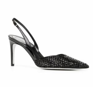 Sandali a spillo di rinestinzione Rene Caovilla Cleo 7,5 cm Scarpe da sera da donna Scarpe a punta vuota Scarpe vuote caviglia Crystal Hollow Designer Luxury Designer Shote Shox Bigge 43