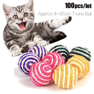 Toys 100 PCS/Lot Pet Cat Toy Pinkycolor Sisal Ball Kitten Teaser Spela Chew Scratch Catch Toy