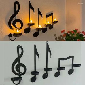 Kerzenhalter Schwarze Musiknote Wandhalterung Kerzenständer Kreative Metallmusikschlüsselform Lichtständer Wohnkultur