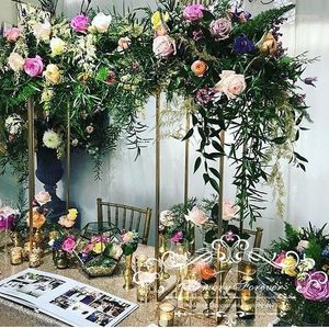 Party Decoration 4PCS 31.5 Inch Tall Diameter Gold Floor Vases Flowers Vase Metal Column Wedding Centerpiece Stand Display Rack