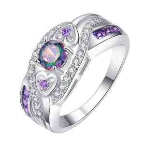 Fedi nuziali Moda Donna Anello di fidanzamento Doppio cuore Cubic Zirconia intarsiato Gioielli da dito da sposa Accessori da donna