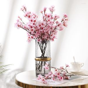 Fiori decorativi 1 pz Rosa Prugna Fiori di Ciliegio Ramo di Seta Artificiale Per La Decorazione Domestica di Nozze Tavolo di Fiori Finti di Alta Qualità