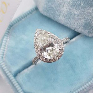 T GG Band Rings Vintage style Pear Shape Engagement Ring Silve Color Promise Wedding Ring Trends Fancy Cubic Zirconia Jewelry Birthday Gift