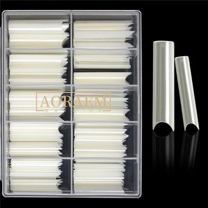 False Nails AORAEM XL C Curved Nail Tips Straight Length Tip Extra Long Square Artificial Salon 100PCS Box Natural