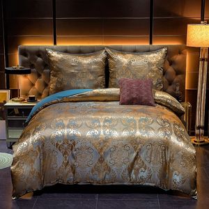 Sängkläder sätter Jacquard Satin Däcke Cover Bed Euro Sängkläder Set för dubbla hemtextil lyxiga örngott sovrum med 230x260 inget ark 230504