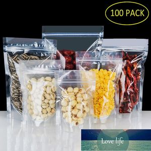 Großhandel PET Transparent Zip-Lock Plastiktüten Mylar-Beutel Zip-Lock Stand Up Food Spice Powder Packaging Pouch Clear 100pcs