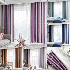 Cortina de cortina de cortinas de janela de blecaut para quarto jarl home costing jacquard estrela azul purple cozinha cortina sala de estar
