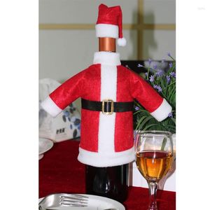 Juldekorationer 4st mode 2023 för Home Santa Claus Wine Bottle Cover Bag Sack Noel Decoration