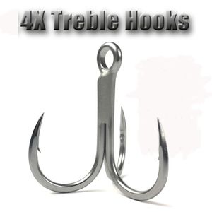 Fishing Hooks Big Game 4X #6#50 AntiRust Treble Hook Super Sharp Triple Anchor Hooks For Sea Trolling Fishing Saltwater Lure Fishhooks 230505