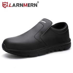 Safety Shoes Larnmern Chef Shoes For Men Resistant Kitchen Cook Waterproof Non Slip Work Shoes Oil-proof Safety Shoes el Restaur Plus Size 230505