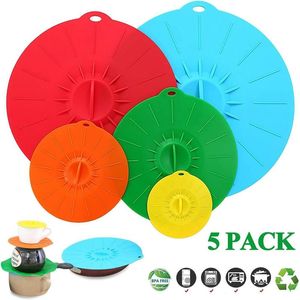 Organization 5PCS Freshkeeping Lids Silicone Sealed Suction Lids Antioverflow Cover Microwave Oven Bowl Lid Vacuum Keep Fresh Cover Lids