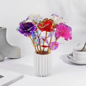 24K Gold Foil Rose Flower LED Lysande Galaxy Mors dag Alla hjärtans dag gåva Fashion Gift grossist FY4432