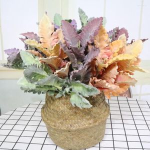 Dekorative Blumen, 5 Stück, künstlicher Senecio Cineraria-Zweig, für Pflanzen, Wand, Hintergrund, Hochzeit, Zuhause, Al, Büro, Bar