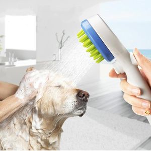 Teste Pet Pettinatura Doccia Spruzzatore Spazzola per spruzzi d'acqua per cani Gatti Cuccioli Scrubber da bagno Palmare Toelettatura animali Soffione doccia con tubo da 2 m