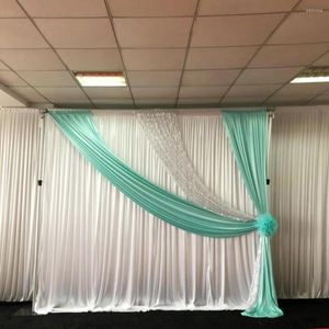 Party Decoration 2023 Ankomst 3M HX 3MW Vit gardin med vattengrön silver Sequin Drape Wedding Backdrop