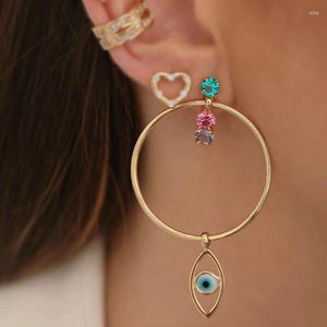 Stud Earrings Gold Color Big Round Circle Colorful Earring Blue Greek Eye Tear Drop Pendant Statement 2023 Women Fashion Jewelry