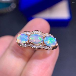 Cluster Rings Opal Ring Natural And Real Gemstone Classic In 925 Sterling Silver Jewelry With Gift Box