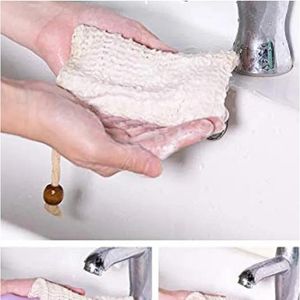 Soof de malha de esfoliação natural Saber Scrubbers Bolsa Pouco para espuma de banho de chuveiro e banho reutilizável com espuma de bolha de cordão Pocket9*14cm DHL