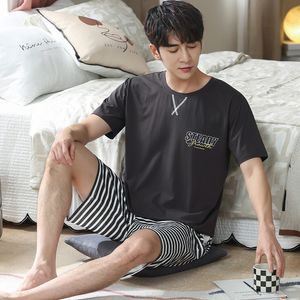 Mäns sömnkläder Elegant herr Leisure Sleepwear L-3XL Men Summer Nattkläder Kort ärm Korta byxor Pijama Modal Pyjamas Set 230505