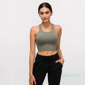 01 LU BRAS YOGA Outfits Sports Solid Color Crop Tops Crossing Backless Beauty Sexy Bras Gym Clothings Running kläder 23