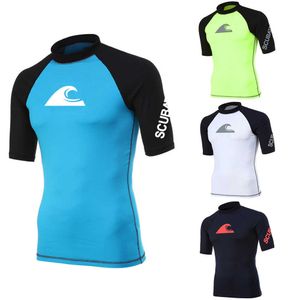 Wetsuits Drysuits Men's New Fashion Split Beach Swimwear Long Sleeve TShirt UV Protection Rash Protection Short Sleeve Sunscreen Surf Top 2022 J230505