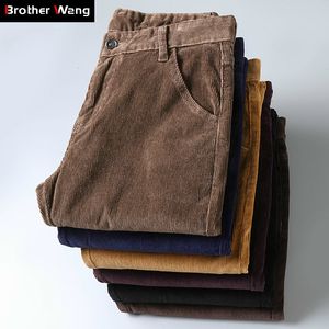 Męskie spodnie 6 kolor grubości sznurowej swobodna zimowa moda biznesowa stretch regularne spodni męskie ubrania marki 230504