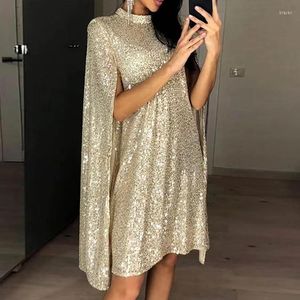 Casual Dresses Vestidos De Verano Mujer 2023 Year Sequin Party Mini Cape Sleeve Dress For Christmas Birthday