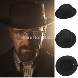 Whole-2015 Moda Men Classic Felt Pork Pie Porkpie Fedora Hat chapé capitão masculino Banda de fita preta panamá 290y