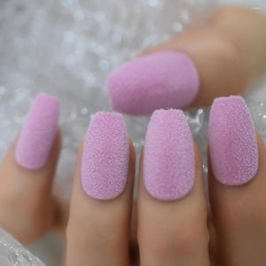Fałszywe paznokcie lawendar fioletowy aksamitny faux ongle średni balerina akrylowa sztuczna sztuka paznokci