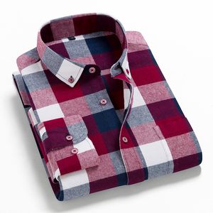 Camisas casuais masculinas homens impressos xadrez casual de manga longa de luxo de alta qualidade confortável flanela macia Spring Autumn Moda camisetas 230505