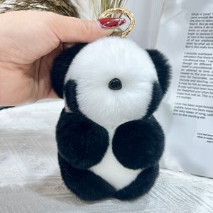 Cute Real Genuine Rabbit Fur Panda Bear Keychain Bag Charm Purse Car Phone Pendant Kids Toys