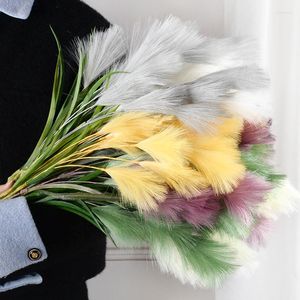 Decorative Flowers Artificial Tail Grass Boho Fluffy White Pampas Small Reeds Dried Bouquet Indoor Living Room Decoration