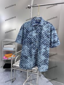 xinxinbuy Maglietta da uomo firmata Tee 23ss tie dye lettera tessuto jacquard manica corta cotone donna nero bianco blu S-3XL