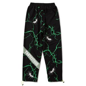 Pants Hip Hop Dark Lightning Pants Men Color Block Streetwear Sweatpants Pants Harajuku Jogger Men Trousers Neon Green Gym Pants Black