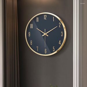 壁の時計14インチ北欧の家の装飾モダンなデザインクロックリビングルーム装飾サイレントガラスミラーゴールドフレームクォーツ