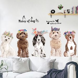 Wallpapers Nordic Style Puppy Decals Lovely Dog Wall Stickers Art Painting For Home Decor Quality PVC Wallpaper Shop Window Wallstickers 230505