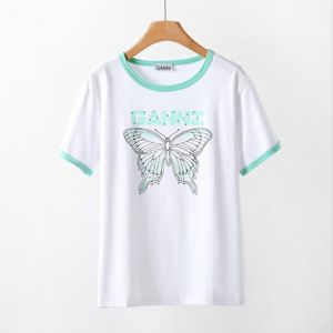 2024 Summer New Ga ni Женская футболка дизайнерские рубашки бренды женская повседневная печать зеленого цвета свободная модная женская футболка с коротким рубашкой футболки для Womeng