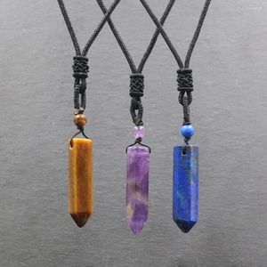 Pendant Necklaces YJXP Rose Crystal Quartz Natural Stone Necklace Hexagonal Pendants Green Aventurine Purple Amethysts Reiki