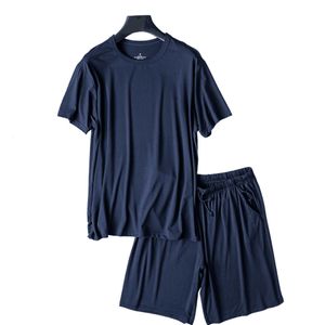 Men's Sleepwear Plus Size Summer Modal Home Wear Set Short Sleeve O Neck Men Pajamas Sets Soft Casual Sleep Wear Comfortable Workout Shorts 230505