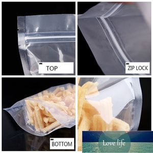 シンプルなペットの透明なジップロックビニール袋Mylar Bag Zip Lock Stand Up Food Spice Powder Padulaging Pouch clear 100pcs