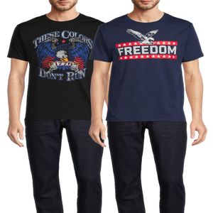 Men Is Big Men é Freedom Eagle e essas cores não executam camisetas gráficas, 2-pacote