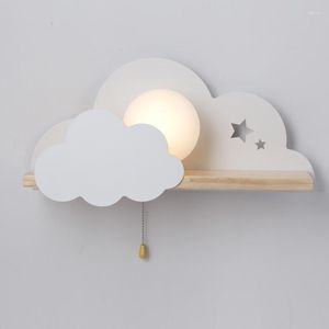 مصباح الجدار Nordic Creative Cloud Guest Room Bedroom Lamps Bedside Lamps Decoration E27 Light Holder