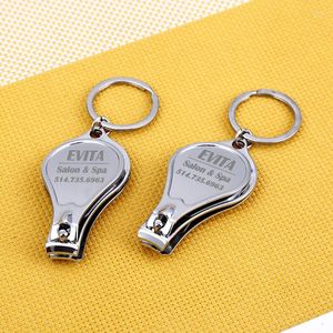 Partifavor Anpassad logotyp Multifunktionell Nail Clipper Keychain Cutter Bottle Opener Key Chain Promotional Advertising Present 100st