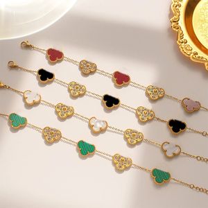 2023 Double Side bracelet Luxury Classic 4/Four Leaf Clover Charm Bracelets Designer Chain 18K Gold Shell for Girl Wedding Mother' Day Jewelry Women Gift