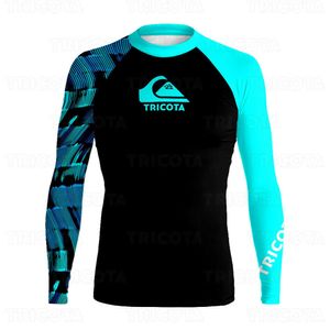 Roupas de mergulho secas TRICOTA MEN RASHGUARD LONGO LONGO SURFA SURF CUDENTES TSHIRT UV Protection Awearwear Beach Jersey Tops Tights Camisas de surf j230505