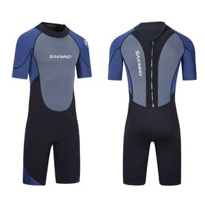 Wetsuits Drysuits Erkekler 2mm 3mm OnePiece Dalış Takımı Termal Yalıtım Güneş Koruma Kısa Kollu Yüzme Sörf Şnorkelli Yüzme Kısa Dişli J230505