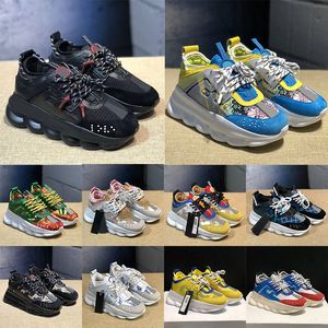 2023 Designer Chain Reaction Casual Shoes Luxury Italy Brand Female Women Triple White Black Twill Orange Blue Fluo Multi-Color Rubber Suede Platform Sneakers