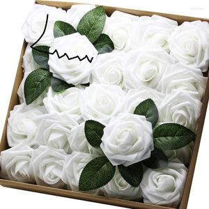 Dekoratif Çiçekler 50pcs 8cm Yapay Gül Partisi Ev Düğün Süslemeleri Köpük Çiçek Top Centerpieces Nane Asma