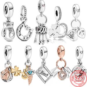 925 Sterling Silver Pandora Charm Boxing Luve Blackboard e Love pendurados de contas adequadas para colar de ladras de DIY primitivas Acessórios de moda de jóias